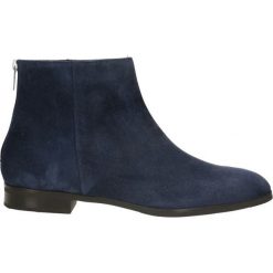 Botki ALBA. Niebieskie botki damskie Gino Rossi, ze skóry, klasyczne, bez obcasa, na zamek. Za 299,90 zł.