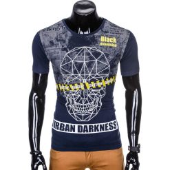 T-shirty męskie: T-SHIRT MĘSKI Z NADRUKIEM S933 – GRANATOWY