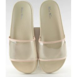 Klapki z transparentnym paskiem ts168-6 BEIGE. Brązowe klapki damskie obuwie damskie, bez wzorów, ze skóry ekologicznej, bez obcasa. Za 13,50 zł.