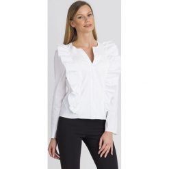 BLUZKA Patrizia Pepe. Białe bluzki damskie Patrizia Pepe, bez wzorów, z tkaniny, z włoskim kołnierzykiem, bez rękawów. Za 533,40 zł.