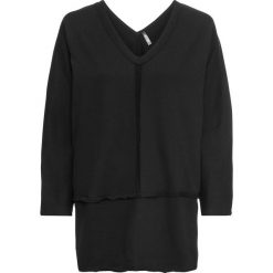 Bluza dresowa bonprix czarny. Czarne bluzy damskie bonprix, z dresówki, bez kaptura. Za 44,99 zł.