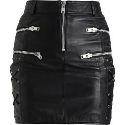 Minispódniczki: Topshop SIDE ZIP Spódnica skórzana black