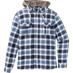 Koszule męskie: Koszula flanelowa z odpinanym kapturem z dzianiny dresowej Slim Fit bonprix ciemnoniebieski w kratę