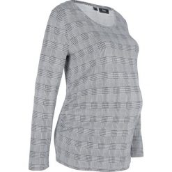 Shirt ciążowy w kratę bonprix czarny w kratę. Czarne koszulki damskie bonprix, bez wzorów, bez kołnierzyka. Za 49,99 zł.