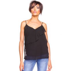 Top "Aude" w kolorze czarnym. Czarne bluzki damskie Glamour Paris, s, bez wzorów, bez kołnierzyka, bez rękawów. W wyprzedaży za 109,95 zł.