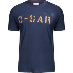 T-shirt AERONAUTICA MILITARE. Czarne t-shirty męskie Aeronautica Militare, z nadrukiem, z bawełny, militarne, z włoskim kołnierzykiem. W wyprzedaży za 210,00 zł.