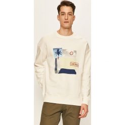 Lee - Bluza. Białe bluzy męskie Lee, s, z nadrukiem, z bawełny, z okrągłym kołnierzem, bez rękawów, bez kaptura. W wyprzedaży za 179,90 zł.