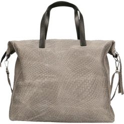 Torebki klasyczne damskie: Skórzana torebka w kolorze szarym – 36 x 36 x 13 cm