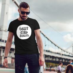 Koszulki polo: Ósmy cud świata męski tshirt koszulka czarna