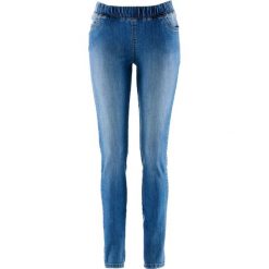 Wygodne jegginsy ze stretchem bonprix średni niebieski. Niebieskie jeansy damskie bonprix, bez wzorów, z jeansu. Za 74,99 zł.