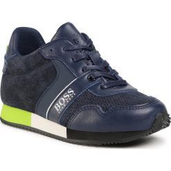Sneakersy BOSS - J29225 S Navy 849. Niebieskie trampki chłopięce Boss, bez wzorów, z zamszu, na sznurówki. Za 499,00 zł.