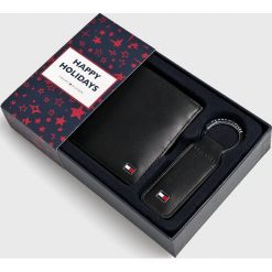 Tommy Hilfiger - Portfel skórzany +brelok. Czarne portfele męskie TOMMY HILFIGER, bez wzorów, z poliesteru. Za 329,90 zł.