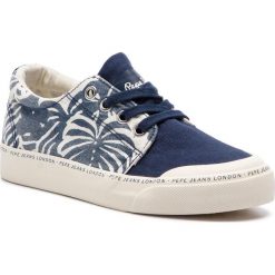 Tenisówki PEPE JEANS - Traveller Tropic PBS30383 Navy 595. Niebieskie półbuty dziewczęce Pepe Jeans, na sznurówki. Za 239,00 zł.