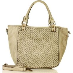 MARCO MAZZINI Torebka skórzana vintage shopper pelle lavata beż khaki. Brązowe torby damskie na zakupy MAZZINI, w paski, ze skóry, vintage, bez dodatków. Za 499,00 zł.