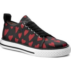 Tenisówki RED VALENTINO - NQ2S0975 St.Cuori C1N. Czarne półbuty damskie Red Valentino, na co dzień, bez wzorów, ze skóry, bez obcasa, na płaskiej podeszwie, bez zapięcia. W wyprzedaży za 619,00 zł.