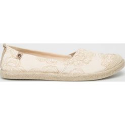 Roxy - Espadryle. Białe espadryle damskie Roxy, bez wzorów, z gumy, bez obcasa, na obcasie. W wyprzedaży za 99,90 zł.