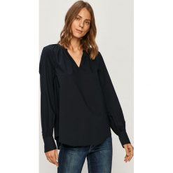Tommy Hilfiger - Bluzka. Niebieskie bluzki damskie TOMMY HILFIGER, na co dzień, bez wzorów, z bawełny, casualowe, ze stójką, z długim rękawem. Za 399,90 zł.