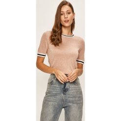 Only - T-shirt. Niebieskie bluzki damskie ONLY, s, z aplikacjami, z wiskozy, z okrągłym kołnierzem. Za 119,90 zł.