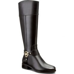 Oficerki MICHAEL KORS - Fulton 40F2FHFB5L Black. Czarne kowbojki damskie Michael Kors, z materiału, przed kolano, na wysokim obcasie, na obcasie. W wyprzedaży za 899,00 zł.