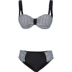 Bikini na fiszbinach (2 części) bonprix czarno-biały w kratę. Białe bikini bonprix. Za 109,99 zł.
