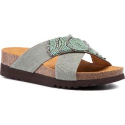 Klapki SCHOLL - La Serena 2.0 F27753 1017 360 Denim. Zielone klapki damskie Scholl, z aplikacjami, z tworzywa sztucznego, bez obcasa. Za 239,00 zł.