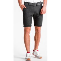 Krótkie spodenki męskie chino W230 - grafitowe. Szare spodenki i szorty męskie Ombre Clothing, m, bez wzorów, z poliesteru, eleganckie, krótkie. Za 39,00 zł.