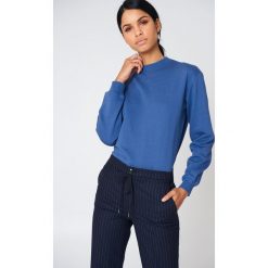 Bluzy damskie: NA-KD Basic Bluza basic – Blue