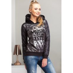 Bluzy damskie: Bluza z kapturem czarna 2278