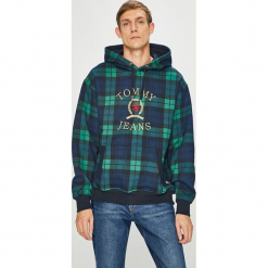 Tommy Jeans - Bluza. Niebieskie bluzy męskie marki Tommy Jeans, s, z aplikacjami, z bawełny, z kapturem. Za 649,90 zł.