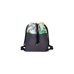 Plecak DUO zielone kwiaty. Zielone plecaki damskie Sacky.bag, z nadrukiem, ze lnu. Za 140,00 zł.
