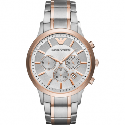 Zegarek EMPORIO ARMANI - Renato AR11077 2-Tone/Silver/Rose Gold/Rose Gold. Szare zegarki męskie Emporio Armani. W wyprzedaży za 1109,00 zł.