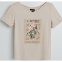 T-shirt z bawełny i modalu - Beżowy. Brązowe t-shirty damskie Reserved, xl, bez wzorów, z bawełny, bez kołnierzyka. W wyprzedaży za 19,99 zł.