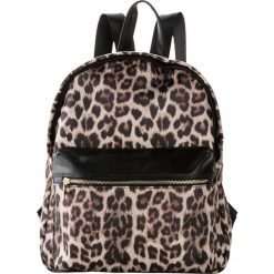 Plecak w cętki leoparda bonprix czarno-ciemnobrązowo-jasnobrązowy. Czarne plecaki damskie bonprix, w paski. Za 79,99 zł.