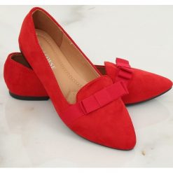 Balerinki damskie czerwone 8F59 RED. Czerwone baleriny damskie obuwie damskie, bez wzorów, z zamszu, klasyczne, bez obcasa. Za 57,38 zł.