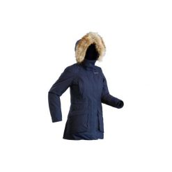 Kurtka turystyczna zimowa SH500 ultra-warm damska. Niebieskie kurtki damskie QUECHUA, na zimę, xs, bez wzorów, z poliesteru, długie, bez kaptura. Za 399,99 zł.