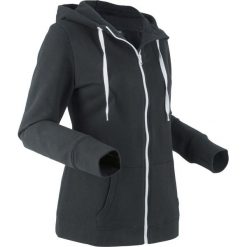 Bluza rozpinana, długi rękaw bonprix czarny. Czarne bluzy damskie marki bonprix, bez wzorów, z długim rękawem, długie, bez kaptura. Za 59,99 zł.