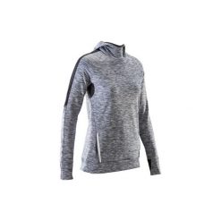 Bluza do biegania długi rękaw RUN WARM HOOD damska. Czarne długie bluzy damskie marki KALENJI, z elastanu, z długim rękawem. Za 69,99 zł.