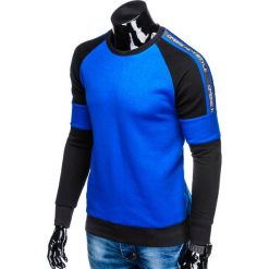 Bluza męska bez kaptura B871 - niebieska. Niebieskie bluzy męskie Ombre Clothing, s, bez wzorów, z bawełny, z kapturem, bez rękawów, bez kaptura. Za 59,00 zł.