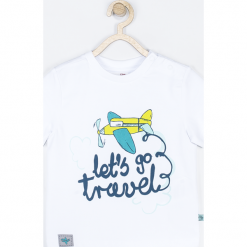 Koszulka. Białe t-shirty chłopięce marki LET'S GO TRAVEL, z aplikacjami, z krótkim rękawem. Za 35,90 zł.