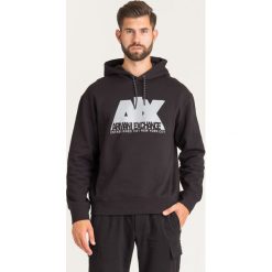 BLUZA ARMANI EXCHANGE. Czarne bluzy męskie m, z nadrukiem, z materiału, z kapturem. Za 305,40 zł.