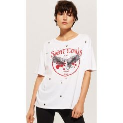 T-shirt oversize - Biały. Białe t-shirty damskie marki House, l. W wyprzedaży za 25,99 zł.