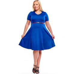 Rozkloszowana sukienka niebieski. Niebieskie sukienki damskie N/A, plus size, bez wzorów, z elastanu, bez kołnierzyka, plus size, bez rękawów, rozkloszowane. Za 164,12 zł.