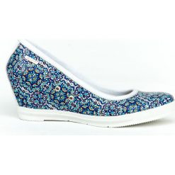 Kolorowe baleriny na koturnie - skóra naturalna - model 024 - kolor mozaika. Szare baleriny damskie Zapato, z nadrukiem, z jeansu, eleganckie, na wysokim obcasie, na platformie. W wyprzedaży za 173,40 zł.