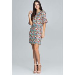 Wzorzysty Elegancki Komplet Bluzka ze Spódnicą - Wzór 74. Czerwone bluzki na imprezę marki Molly.pl, l, biznesowe, z falbankami, z krótkim rękawem. Za 149,90 zł.