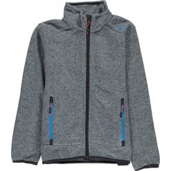 Kurtka polarowa w kolorze szarym. Szare kurtki chłopięce CMP Kids, bez wzorów, z dzianiny, bez kaptura. W wyprzedaży za 82,95 zł.
