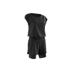 Krótki kombinezon do biegania RUN DRY+ damski. Czarne kombinezony damskie KALENJI, xs, bez wzorów, z elastanu, sportowe, bez kołnierzyka, z krótkim rękawem, krótkie. Za 79,99 zł.
