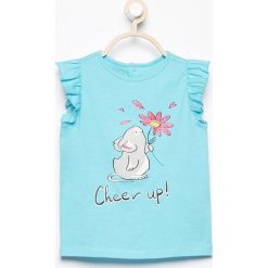 Bluzki, topy, tuniki: T-shirt z falbankami – Turkusowy