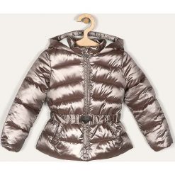 Blukids - Kurtka dziecięca 98-134 cm. Szare kurtki dziewczęce Blukids, w paski, z poliesteru, krótkie, z kapturem. Za 129,90 zł.