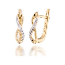 Wspaniałe Kolczyki - , Diament 0,03ct. Żółte kolczyki damskie W.KRUK, z diamentem, złote. Za 1090,00 zł.
