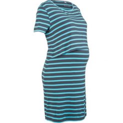 Sukienka shirtowa ciążowa i do karmienia bonprix świetlny niebieski - nocny niebieski w paski. Niebieskie sukienki damskie marki bonprix, w paski, z okrągłym kołnierzem, moda ciążowa. Za 54,99 zł.